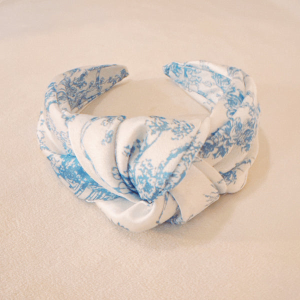 Blue And White Toile Knotted Headband