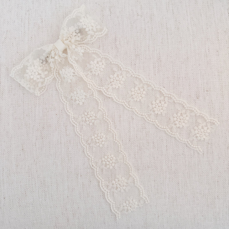 French Lace Sheer Bow Hair Clip