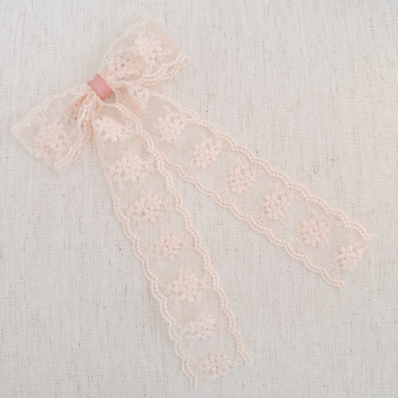 French Lace Sheer Bow Hair Clip