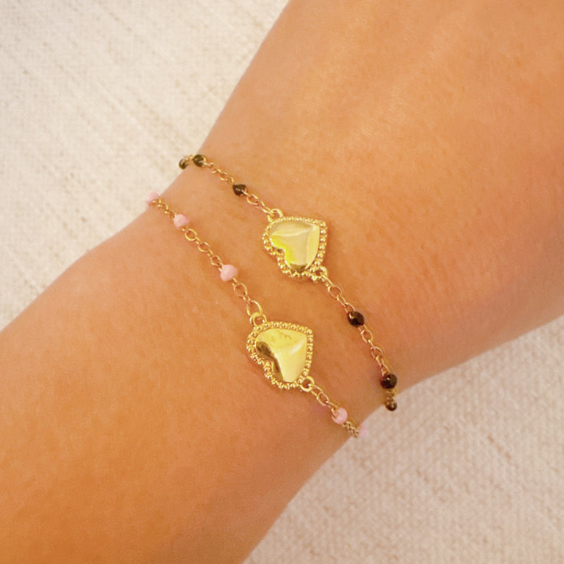 Dainty Color Dots Chain Heart Bracelet