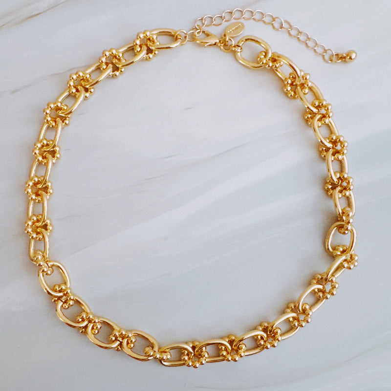 Golden Bloom Bubble Link Necklace