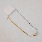 Knotted Two Tone Herringbone Chain Necklace