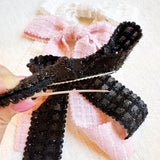 Lovely set of three bow hair clips made from soft lace fabric—perfect for adding a romantic and feminine touch to any hairstyle.