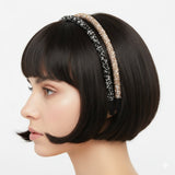 Set of two festive sparkle headbands in black and brown tones, each adorned with glittery “Let’s Celebrate” text and colorful accents, perfect for parties or special occasions.