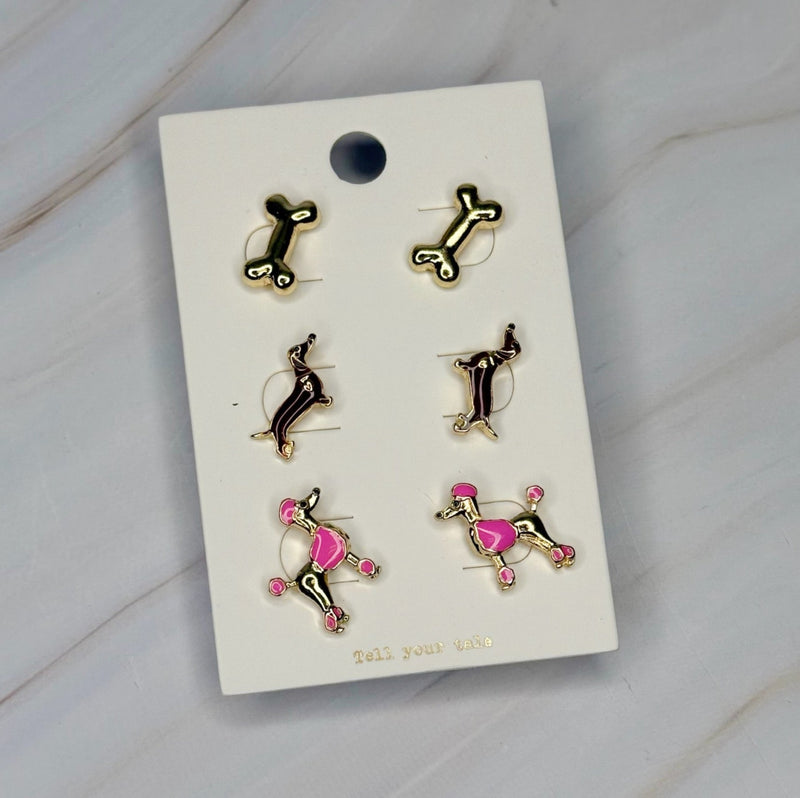 Lovely Fur Friend Earring Set Of 3