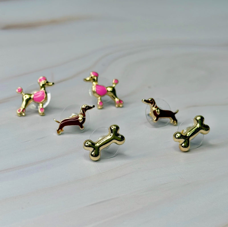 Lovely Fur Friend Earring Set Of 3