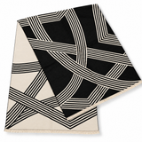 Ellison+Young Luxe Abstract Swirl Stripe Shawl Scarf in Black Ivory, bold black swirl stripes on ivory with fringed ends