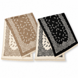 Ellison+Young Luxe Bandana Paisley Shawl Scarf in Camel Ivory and Black Ivory, two-sided bandana paisley print with fringed ends