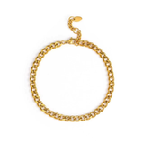 Gold chain bracelet on a white background
