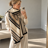 Ellison+Young  Luxe Diamond Stripe Shawl Scarf – Soft Wool Feel