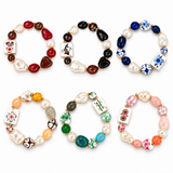 Mahjong Tile Mixed Bead Stretch Bracelet