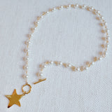 Molten Star Pearl Chain Necklace