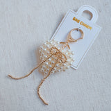 Pearl Knit Heart Beaded Bow Bag Charm