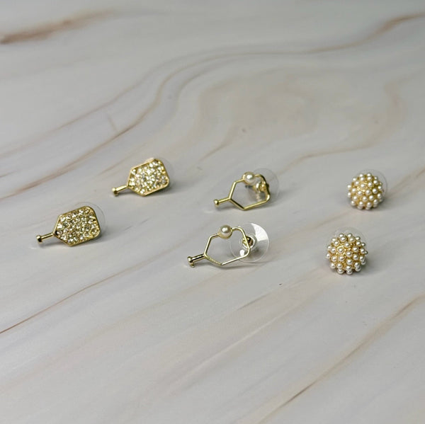 Pickle Ball Earrings Set Of 3