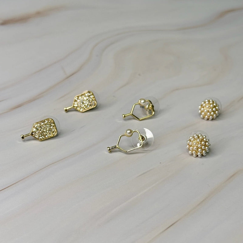 Pickle Ball Earrings Set Of 3