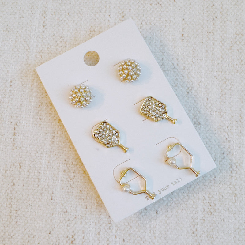 Pickle-Ball-Stud-Earrings-Set-Of-3