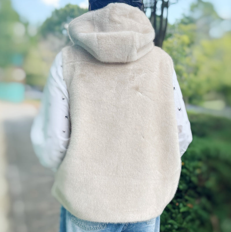 Real-Feel-Faux-Mink-Vest-Hooded-And-Effortless-Beige-Mink-On-Person-Back-Side-showing-hoodie