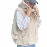 Real Feel Faux Mink Vest Hooded And Effortless on person zipped up
