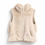 Real Feel Faux Mink Vest Hooded And Effortless on person zipped up
