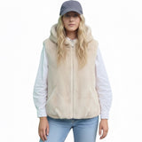 Real Feel Faux Mink Vest Hooded And Effortless on person zipped up
