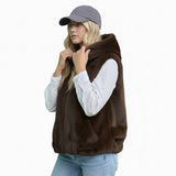 Real Feel Faux Mink Vest Hooded And Effortless on person zipped up