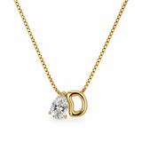 Sculptural Initial Pear Crystal Necklace – Gold Letter D Charm with Pear-Cut Crystal