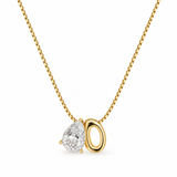 Sculptural Initial Pear Crystal Necklace – Gold Letter O Charm with Pear-Cut Crystal