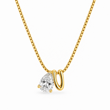 Sculptural Initial Pear Crystal Necklace – Gold Letter V Charm with Pear-Cut Crystal