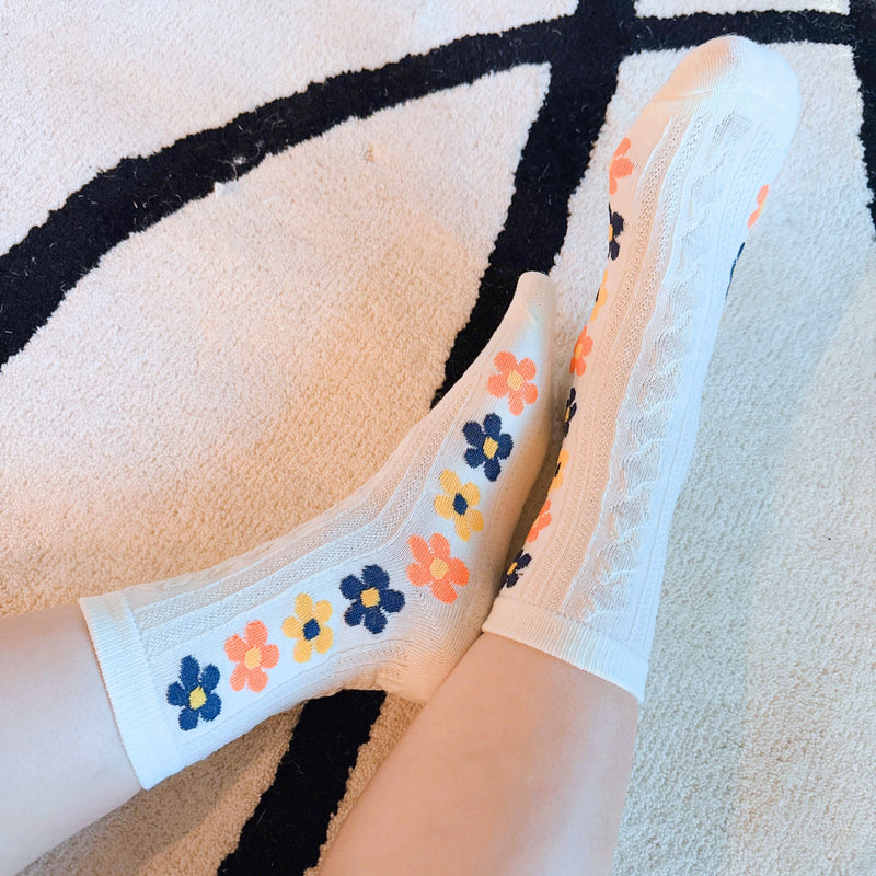 Side Garden Flower Socks Set Of 3