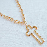 Stylish-Cross-Pendant-U-Chain-Necklace-In-Gold