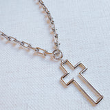 Stylish-Cross-Pendant-U-Chain-Necklace-In-Silver