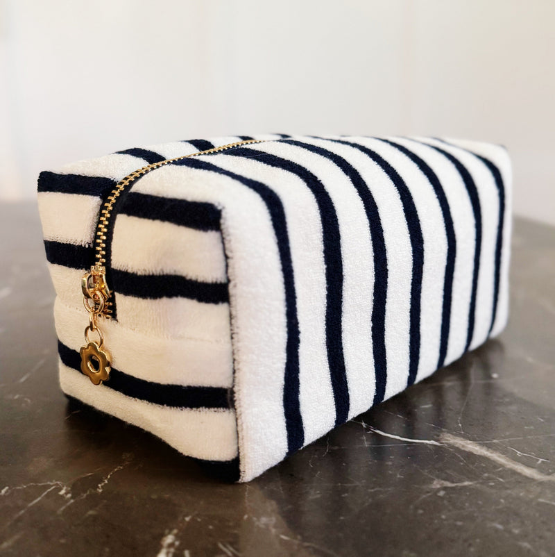 cloth travel makeup bag Terry Cloth Striped Cosmetic Case | Travel Makeup Bag