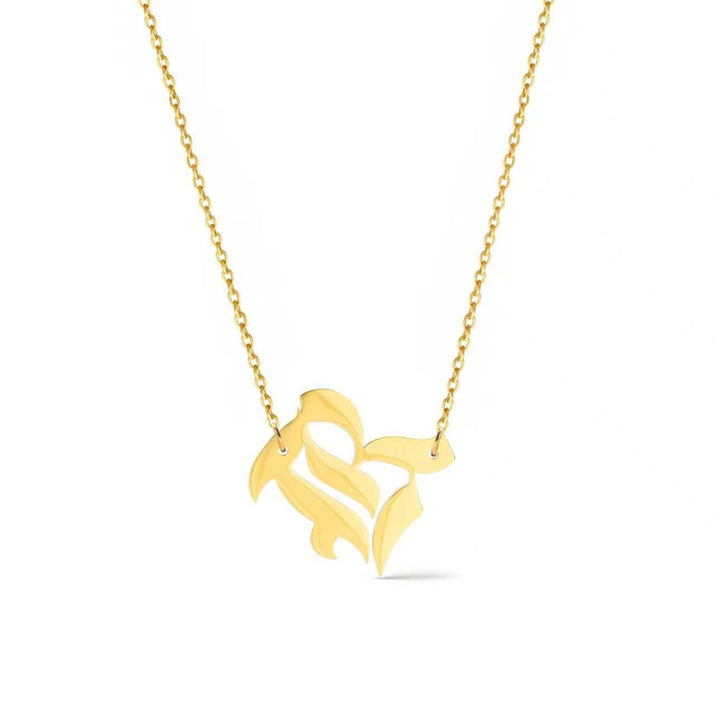 Gold-tone chain necklace featuring a bold Gothic-style initial charm that hangs asymmetrically to the side, adding a vintage-inspired yet edgy detail to your layered look.