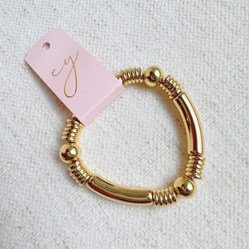 Tube Golden Bead Stretch Bracelet
