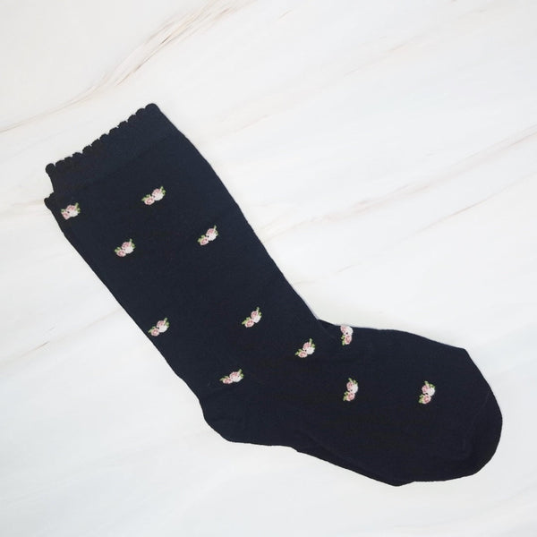 Charming set of two socks featuring delicate vintage-inspired floral patterns—perfect for adding a touch of timeless elegance to your everyday look.