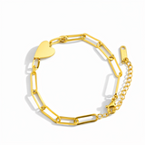 Modern heart bracelet featuring a charming side-positioned heart accent on a link chain. The You Are My Side Heart Bracelet offers a sweet and sentimental touch, perfect for everyday wear or meaningful gifting.