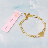 Modern heart bracelet featuring a charming side-positioned heart accent on a link chain. The You Are My Side Heart Bracelet offers a sweet and sentimental touch, perfect for everyday wear or meaningful gifting.