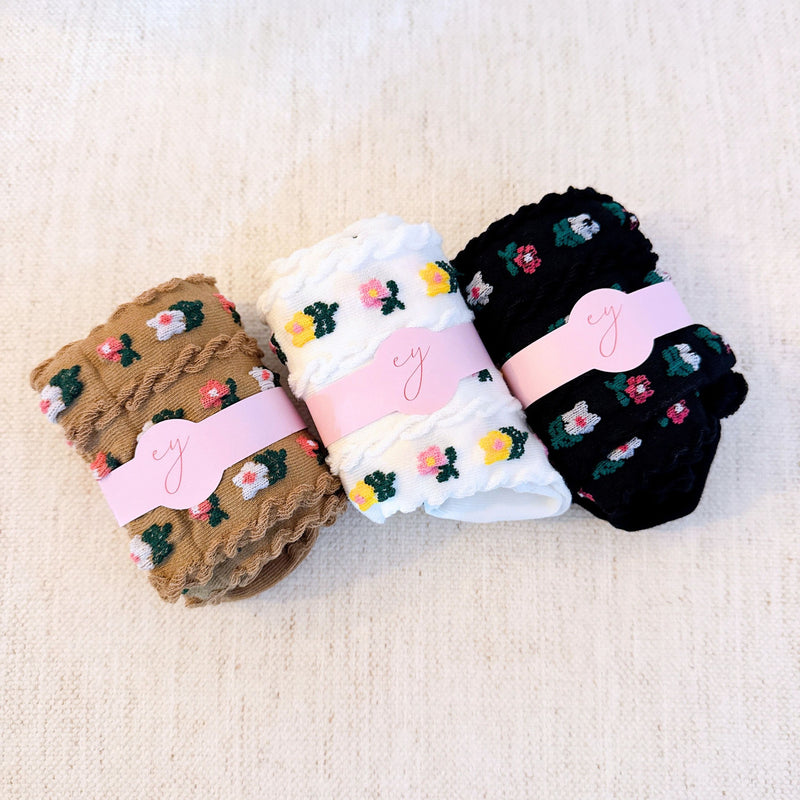 Adorable Mini Flower Socks Set Of 3