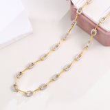 Paved Horsebit Link Chain Necklace- Moissanite And Gold Dipped Sterling Silver