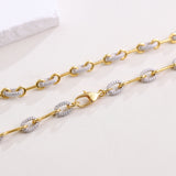 Paved Horsebit Link Chain Necklace- Moissanite And Gold Dipped Sterling Silver