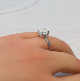 Paved Halo Solitaire Moissanite Ring