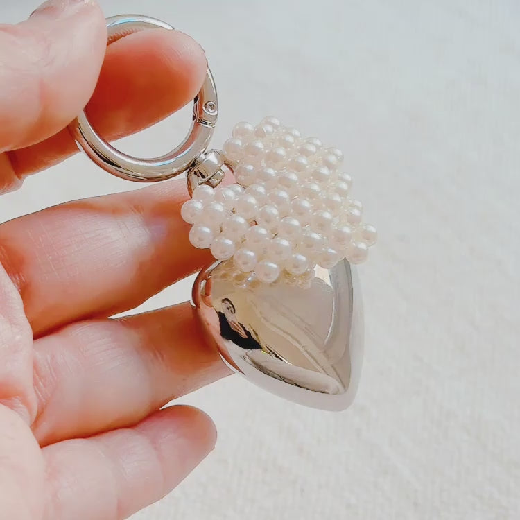 Puff Heart Pearl Heart Bag Charm