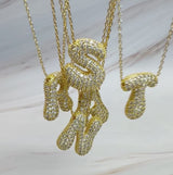 Crystal Bubble Initial Necklace