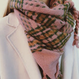 Braided Fringe Plaid Scarf