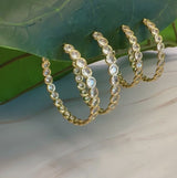 Floating Bezel Crystal Hoop Earrings