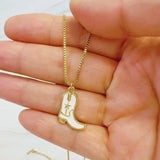 Cow Girl Boot Pendant Necklace