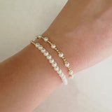 Pearls And Gold Stretch Bracelet Set Of 2