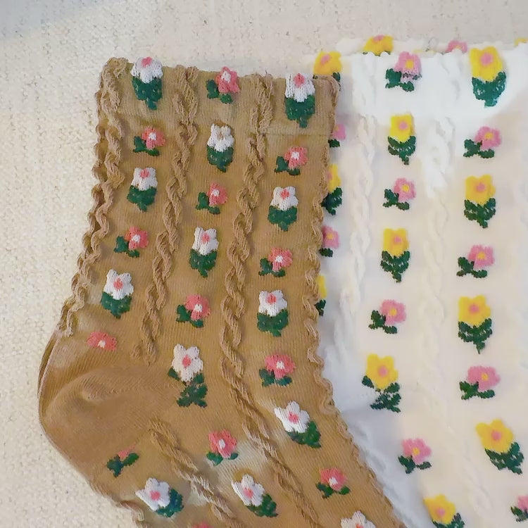 Adorable Mini Flower Socks Set Of 3