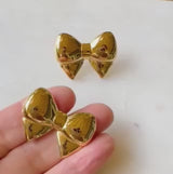 Puffy Golden Bow Stud Earrings