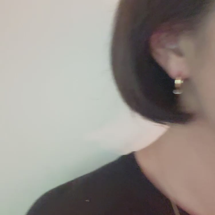 Ringed Up Two Toned Huggie Hoop Earrings